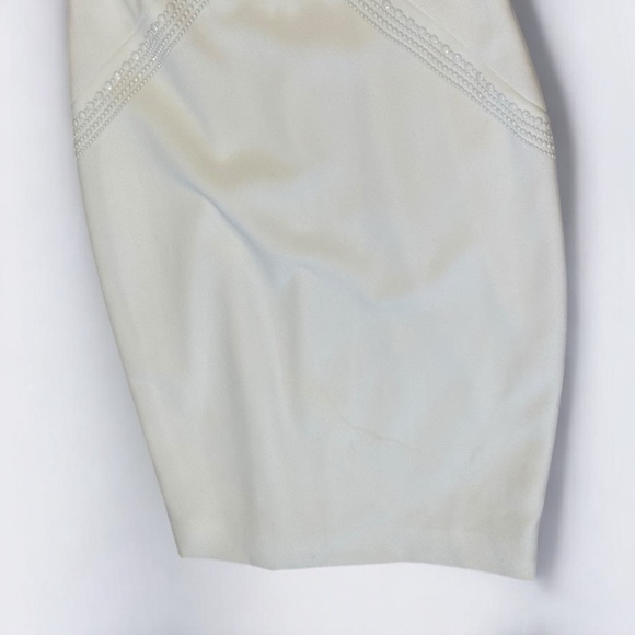 VTG Y2k CACHE Classic Ivory Beaded Bodycon Dress Corporate Chic Elegant White 2 - Picture 6 of 14